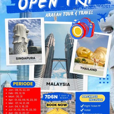 open trip 3 negara asia 7d6n