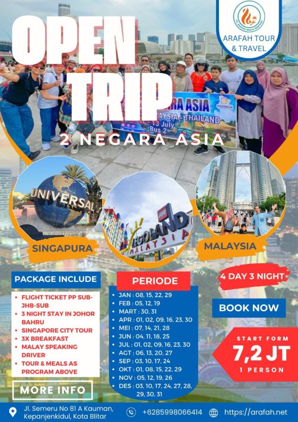 open trip 2 negara 4d3n